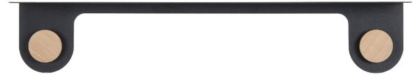 Czarna półka ze stali z detalem z drewna dębowego z 2 haczykami Gazzda Hook, dł. 70 cm