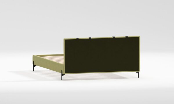 Jasnozielone tapicerowane łóżko dwuosobowe ze stelażem 200x200 cm Tulsa – Ropez