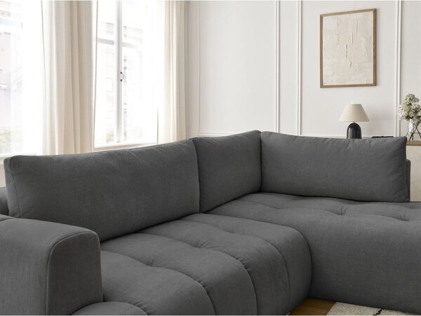 Ciemnoszary rozkładany/ze schowkiem narożnik (prawostronny/w kształcie litery L) Fuji – Bobochic Paris