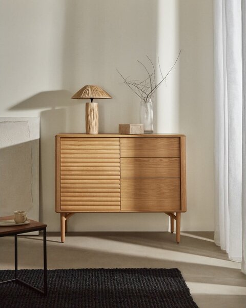 Niska komoda w dekorze dębu 105x86 cm Lenon – Kave Home