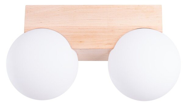Biała/w naturalnym kolorze lampa sufitowa z litego drewna ze szklanym kloszem ø 12 cm Solum – Sollux