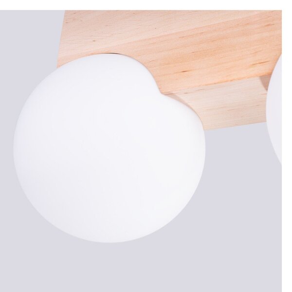 Biała/w naturalnym kolorze lampa sufitowa z litego drewna ze szklanym kloszem ø 12 cm Solum – Sollux