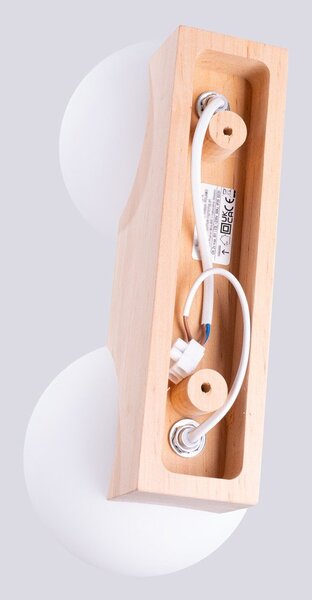 Biała/w naturalnym kolorze lampa sufitowa z litego drewna ze szklanym kloszem ø 12 cm Solum – Sollux