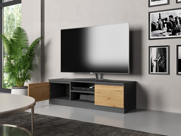 Industrialna Szafka Rtv Antracyt + Dąb Artisan M0-H25