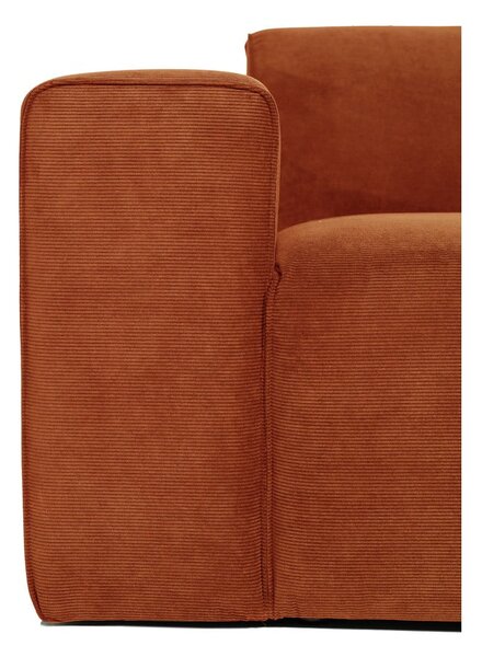 Pomarańczowa sztruksowa sofa modułowa w kształcie litery "U" Scandic Sting, prawostronna