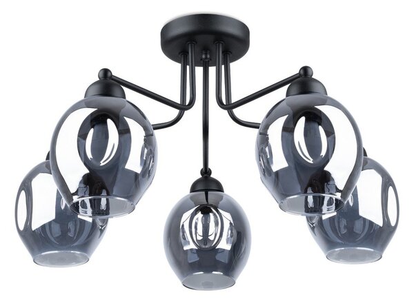 Czarna lampa sufitowa ze szklanym kloszem 59x59 cm Garten – Sollux