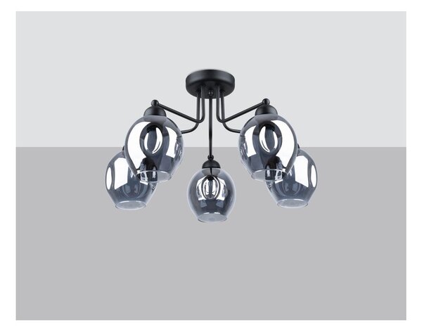 Czarna lampa sufitowa ze szklanym kloszem 59x59 cm Garten – Sollux