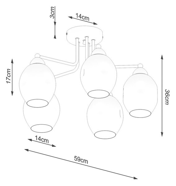Czarna lampa sufitowa ze szklanym kloszem 59x59 cm Garten – Sollux