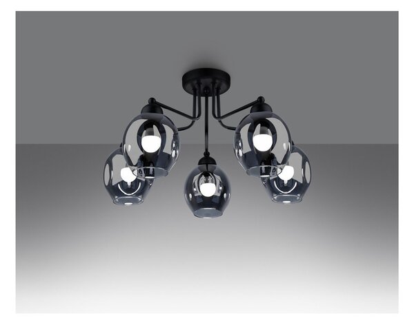 Czarna lampa sufitowa ze szklanym kloszem 59x59 cm Garten – Sollux