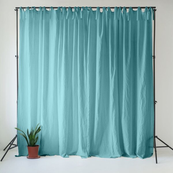 Turkusowa lniana zasłona 140x170 cm Coastal Blue – Linen Tales