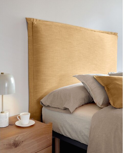Musztardowy tapicerowany zagłówek 186x106 cm Tanit – Kave Home