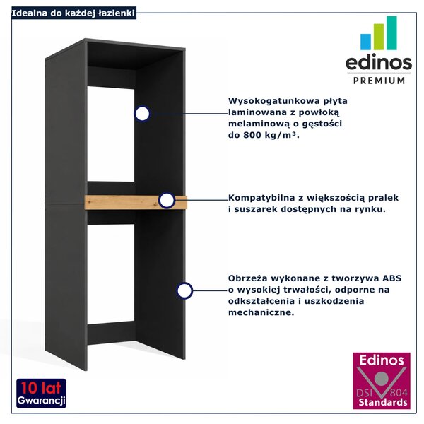Podwójna szafka na pralkę i suszarkę antracyt + dąb artisan L3-G31