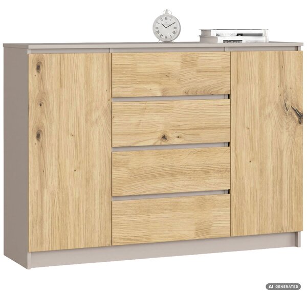 KOMODA K140 2D 4SZ CLP PK KASZMIR / DĄB ARTISAN