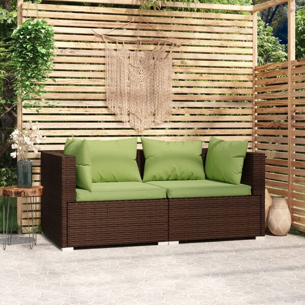 2-osobowa sofa ogrodowa z poduszkami, polirattan, brązowa
