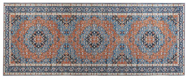 Dywan orientalny chodnik prostokątny 80 x 200 cm poliester niebieski Midalam Beliani