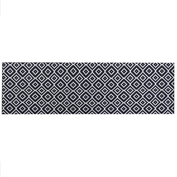 Dywan nowoczesny chodnik prostokątny 60 x 200 cm poliester czarno-biały Karungal Beliani