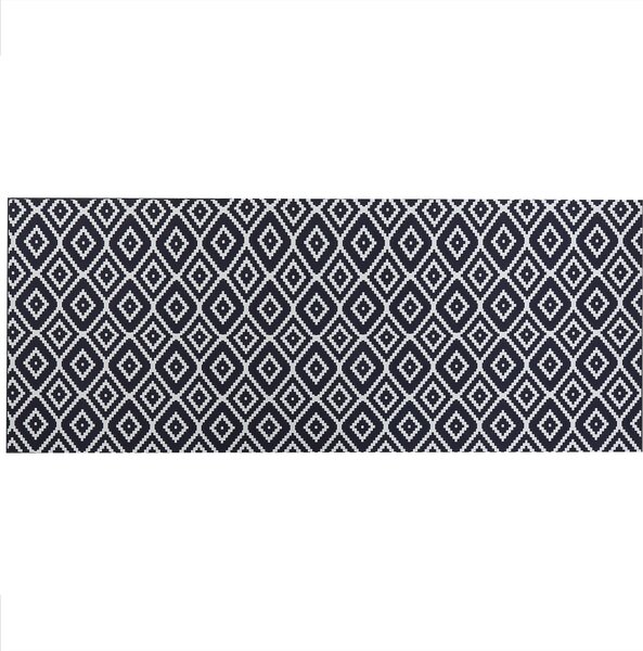 Dywan nowoczesny chodnik prostokątny 80 x 200 cm poliester czarno-biały Karungal Beliani