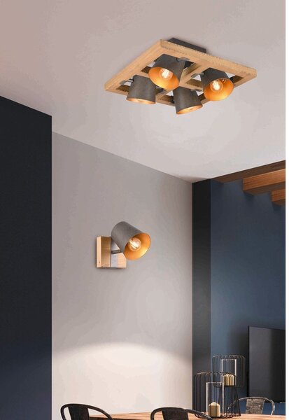Ciemnoszaro-naturalna lampa punktowa Bell – Trio