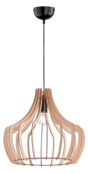 Jasnobrązowa lampa wisząca z drewna i metalu Reality Wood, wys. 150 cm