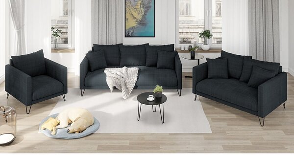 Ciemnoszara sofa z tkaniny szenilowej 140 cm Freya – Ropez
