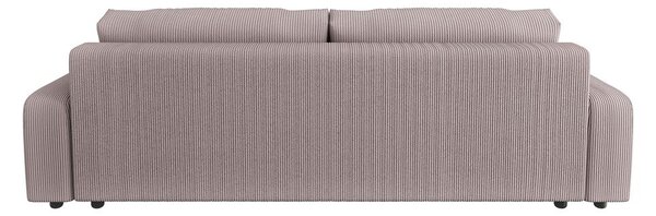 Jasnoróżowa sztruksowa rozkładana sofa ze schowkiem 234 cm Sara – Ropez