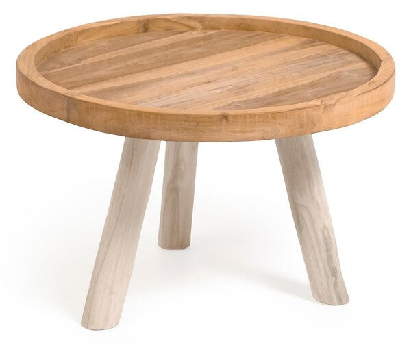 Okrągły stolik z litego drewna tekowego w naturalnym kolorze ø 55 cm Glenda – Kave Home
