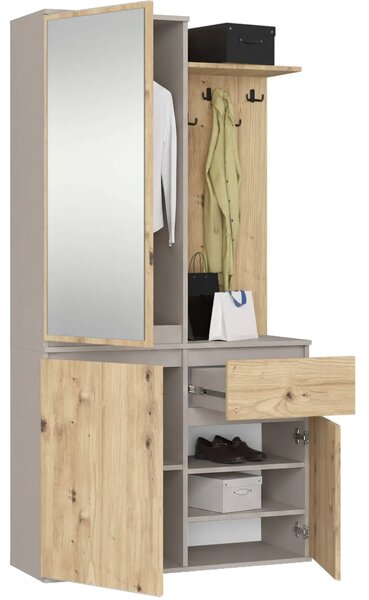 Garderoba z lustrem kaszmir + dąb artisan G1-C47