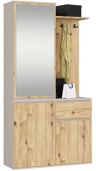 Garderoba z lustrem kaszmir + dąb artisan G1-C47