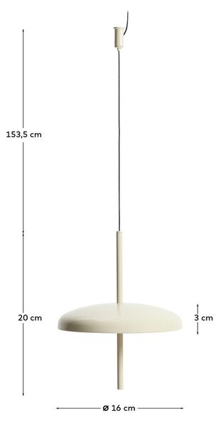 Jasnoszara lampa sufitowa LED ze ściemniaczem z metalowym kloszem ø 16 cm Porte – Kave Home