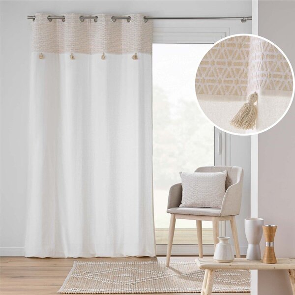 Biało-beżowa zasłona z mieszanki bawełny 140x240 cm Milano – douceur d'intérieur