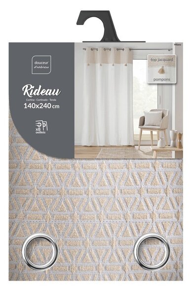 Biało-beżowa zasłona z mieszanki bawełny 140x240 cm Milano – douceur d'intérieur