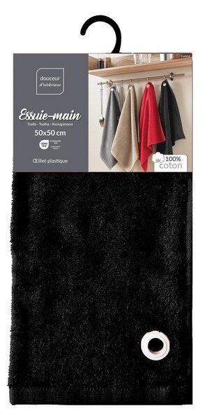 Czarny bawełniany ręcznik frotte 50x50 cm Cuistot – douceur d'intérieur