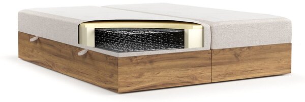 Beżowo-naturalne łóżko boxspring ze schowkiem 180x200 cm Faro – Maison de Rêve
