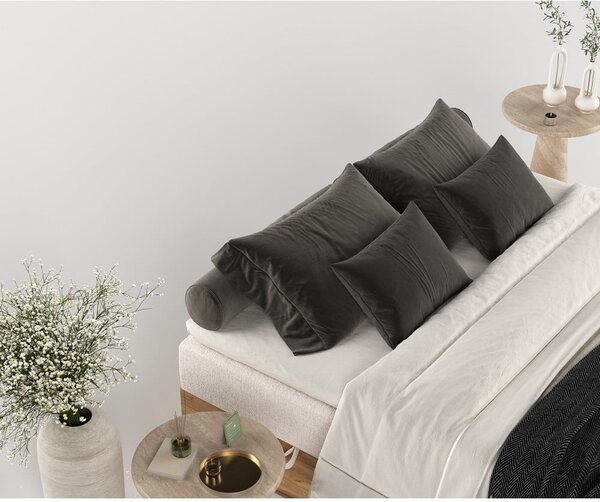 Beżowo-naturalne łóżko boxspring ze schowkiem 180x200 cm Faro – Maison de Rêve