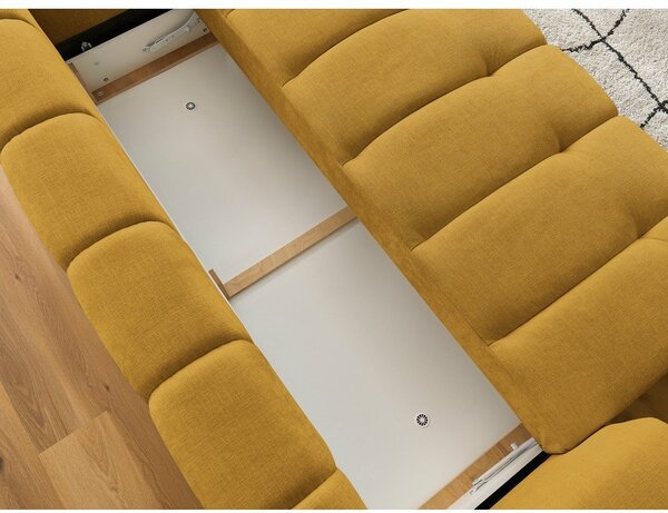 Musztardowa rozkładana/ze schowkiem sofa 251 cm Fuji – Bobochic Paris