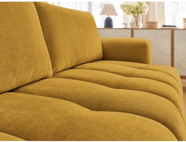 Musztardowa rozkładana/ze schowkiem sofa 251 cm Fuji – Bobochic Paris
