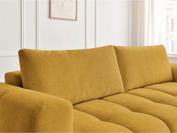 Musztardowa rozkładana/ze schowkiem sofa 251 cm Fuji – Bobochic Paris
