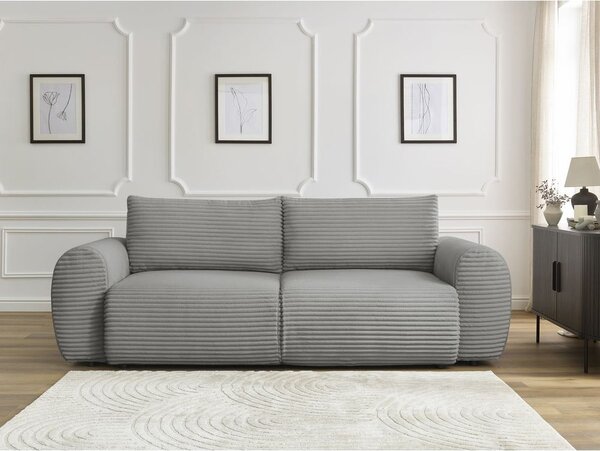 Ciemnoszara sztruksowa rozkładana sofa 257 cm Lucien – Bobochic Paris