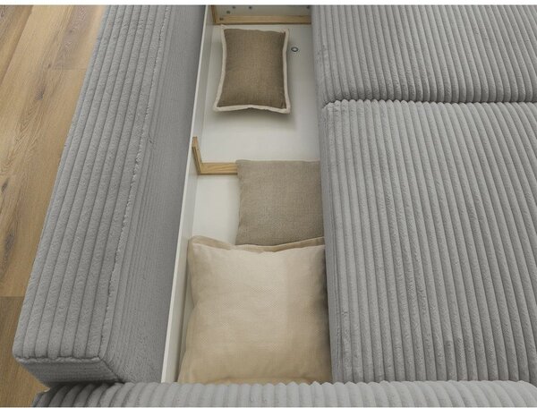 Ciemnoszara sztruksowa rozkładana sofa 257 cm Lucien – Bobochic Paris