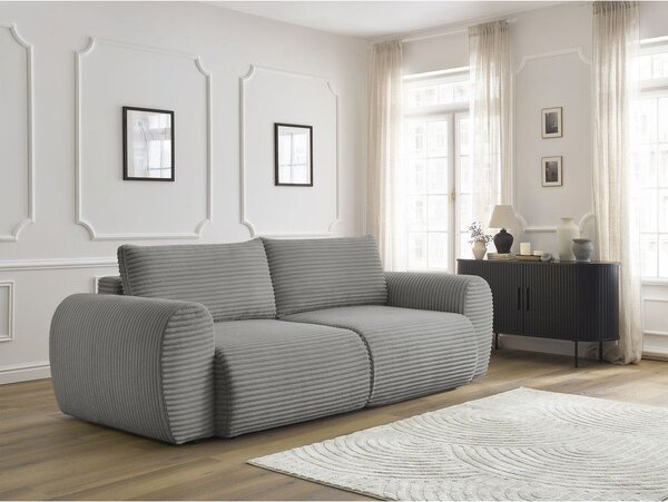 Ciemnoszara sztruksowa rozkładana sofa 257 cm Lucien – Bobochic Paris