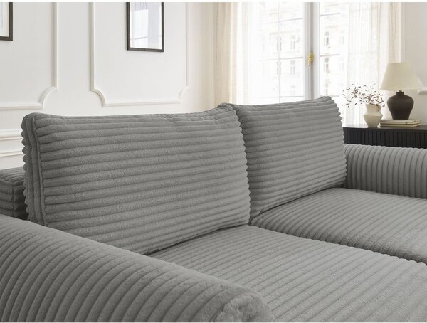 Ciemnoszara sztruksowa rozkładana sofa 257 cm Lucien – Bobochic Paris