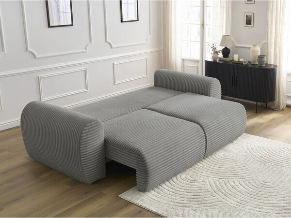 Ciemnoszara sztruksowa rozkładana sofa 257 cm Lucien – Bobochic Paris