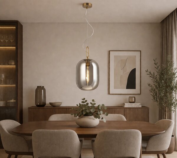 Lampa wisząca złota srebrny klosz nad stół Bianca