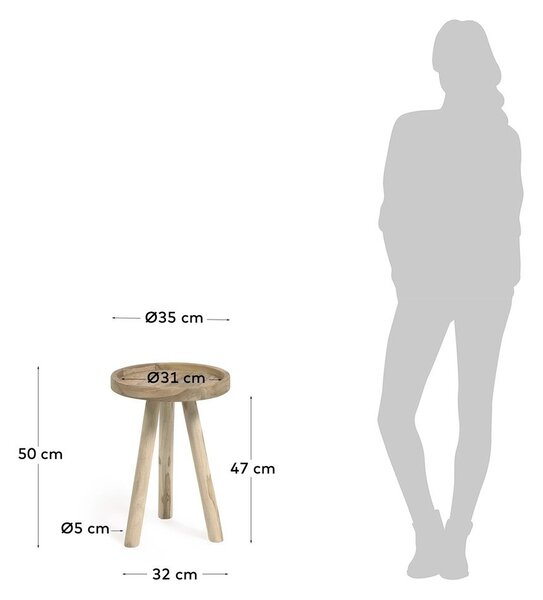 Okrągły stolik z litego drewna tekowego ø 35 cm Glenda – Kave Home