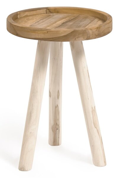 Okrągły stolik z litego drewna tekowego ø 35 cm Glenda – Kave Home