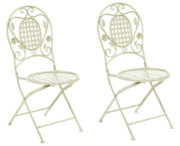 Zestaw 2 krzeseł ogrodowych składany postarzany metalowy zielony Bovio Beliani
