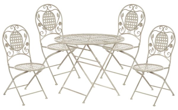 Zestaw mebli ogrodowych stół 4 krzesła składany metal postarzany złamana biel Bovio Beliani