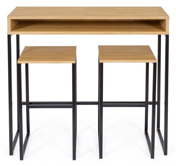 Czarny/w naturalnym kolorze hoker w dekorze dębu Frame – Woodman