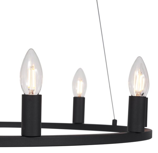 Industrialna lampa wisząca czarna 9-punktowa - Knight