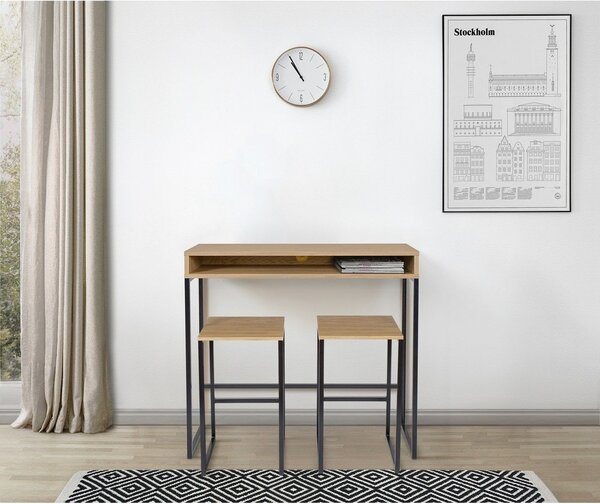 Czarny/w naturalnym kolorze hoker w dekorze dębu Frame – Woodman
